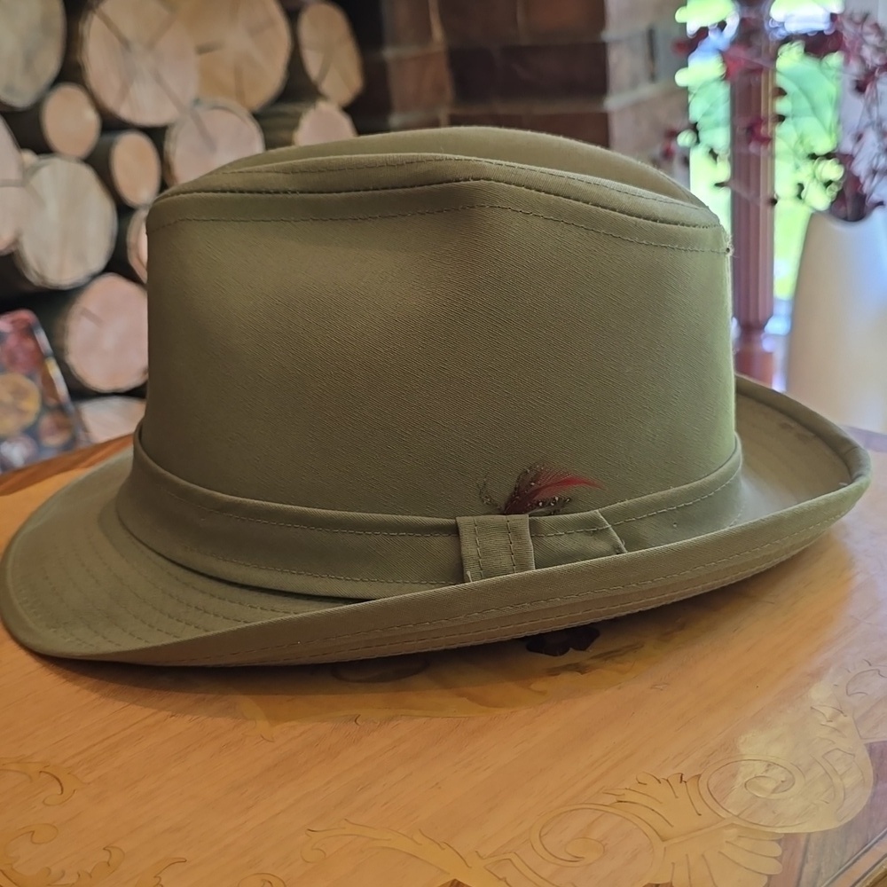 Vintage Men's Olive Green Wool Blend Fedora Hat